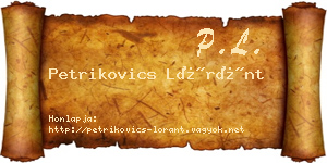 Petrikovics Lóránt névjegykártya