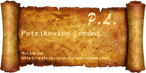 Petrikovics Lóránt névjegykártya