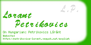 lorant petrikovics business card