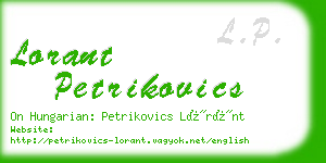 lorant petrikovics business card